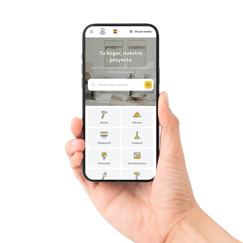 App de Wolly en un móvil mostrando servicios de hogar